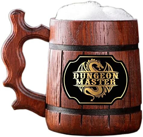 Dungeon Master Master Woode Beer. Cană personalizată D&D. Gamer Mug. Tankard din lemn. Cadou pentru iubit. Wood Stein. Cană