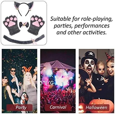 Set de cosplay pentru pisici pentru pisici pentru pisici labe cu colier și coadă pentru petrecerea de Crăciun de Halloween