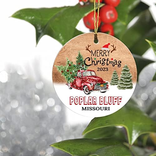 Ornamente de copaci de Crăciun 2023 - Poplar Bluff Missouri Ornament din orașul natal Custom City State - Idei de cadouri de