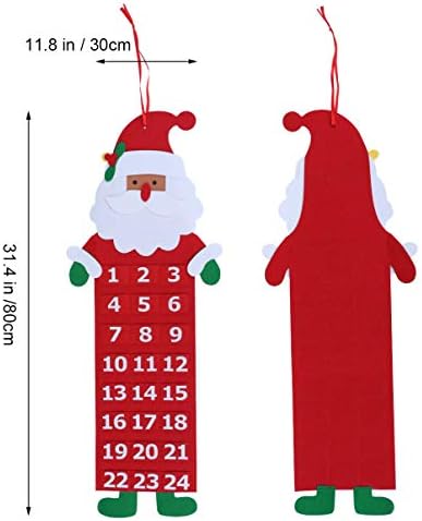 Calendar de Advent din țesătură de Crăciun Sewroro 2023 Moș Crăciun 24 de zile Calendar cu numărătoare inversă Decor suspendat