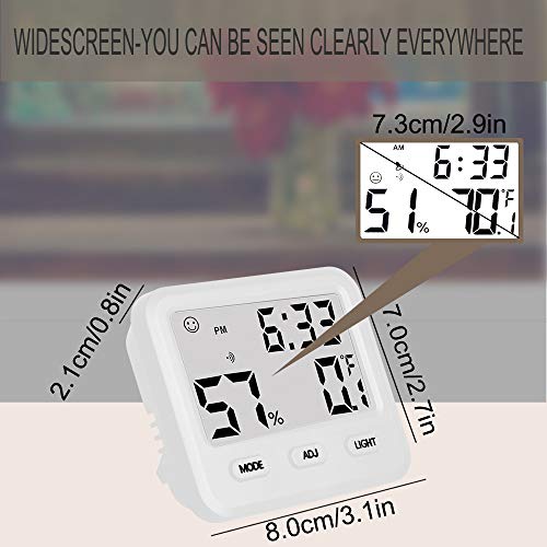 Higrometru digital Termometru interior, Indicator de umiditate a temperaturii cu ceasuri de birou pentru birou dormitor,Monitor