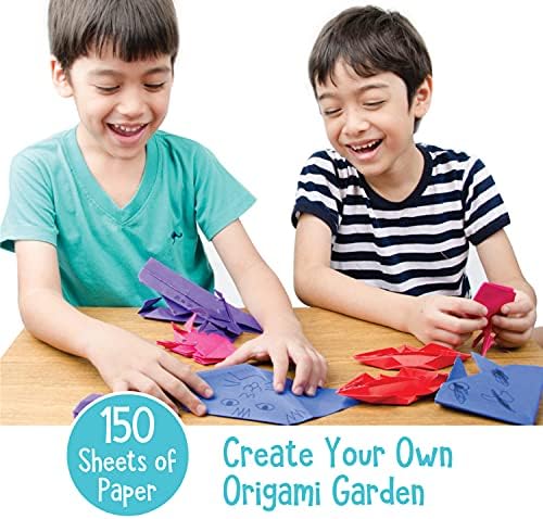 Deschideți geanta de activitate Joy Origami, 150 de coli de hârtie origami și 32 de pagini pentru începători, kit premium multicolor