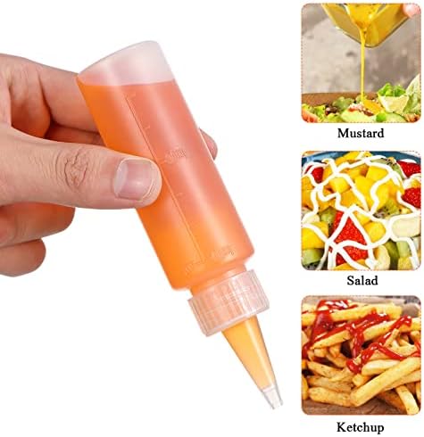 Hemoton Ketchup buc sticle de stoarcere din Plastic cu linii de scară strângeți sticle de condimente sticle de distribuire