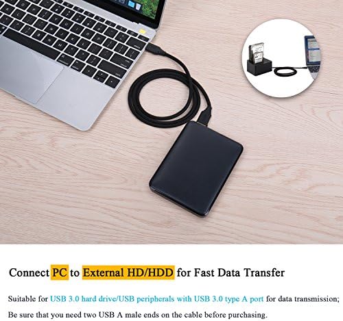 BESGOODS USB TO USB Cablu de 1,5ft USB 3.0 Tip Un cablu - Cablu masculin la bărbați Super Super Speed ​​Speed ​​Cord împletit