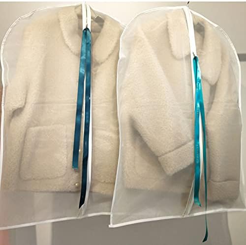Yqjymfz Huse pentru haine pungi albe Set de 6 pungi de îmbrăcăminte respirabile, rezistente la praf, rezistente la molii, Huse