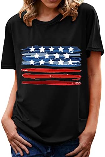 American Flag Tricou Tops pentru femei Tricouri 4 iulie Tricouri cu mânecă scurtă Echipament Echipament Echipament Casual Tunică