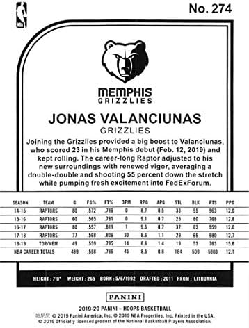 2019-20 Panini Hoops Winter 274 Jonas Valanciunas Memphis Grizzlies NBA Basketball Trading Card