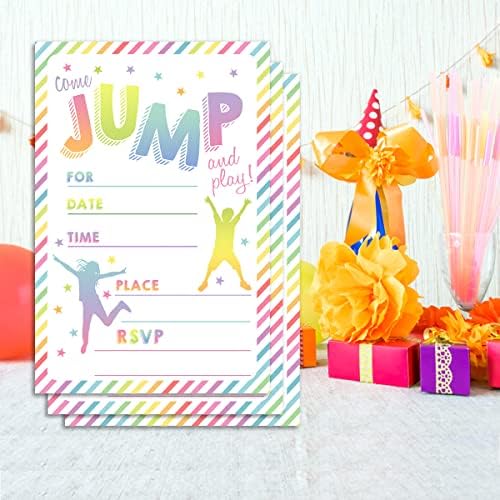 Invitație de naștere a casei de sărituri, trambulină salt pentru ziua de naștere pentru copii, 20 completează card de invitații