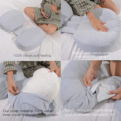 Siminzich Side Sleeper C în formă de pernă de sarcină în formă de C, pană dublă pentru corp, burtă, suport pentru spate, pernă