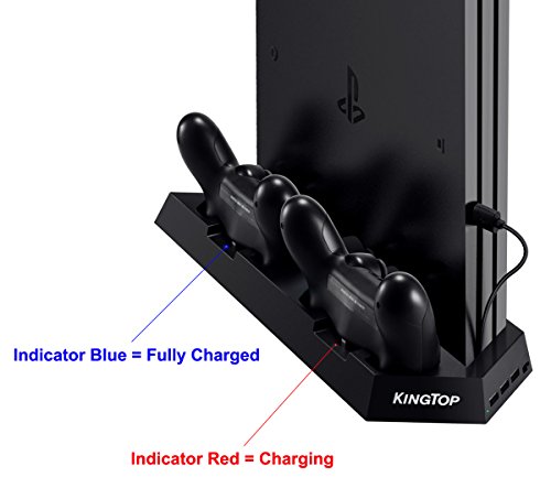 PS4 universal controler încărcător KINGTOP PS4 / PS4 Pro / PS4 ventilator subțire Cooler stand Vertical stație de încărcare