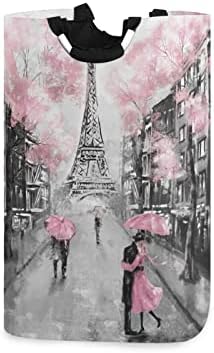 Coșuri de rufe Kigai roz Paris Tower coșuri de rufe pliabile mari de depozitare coșuri de rufe,coș de depozitare cu mânere