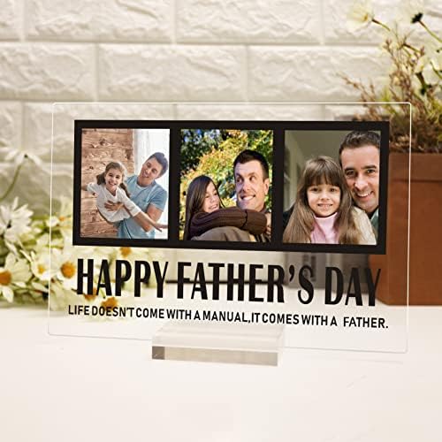Cadou cu cadru foto personalizat Souleather pentru tată, placă foto acrilică, semn personalizat de familie, idee de cadou pentru