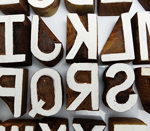 IBAEXPORTS Alfabet din lemn decorativ Blocuri de imprimare textilă