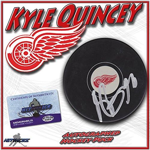 KYLE QUINCEY a semnat DETROIT RED Wings PUCK w / COA noi autografe NHL pucks