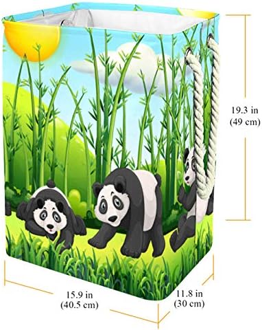 Coșuri de rufe impermeabile Deyya înalt Robust pliabil patru Panda în câmpul de bambus verde împiedică imprimarea pentru copii