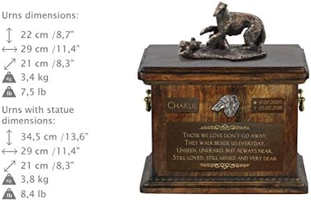 Borzoi, urnă pentru cenușă de câine Memorial cu statuie, numele animalului de companie și citat-ArtDog personalizate