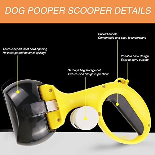 Jossens câine Pooper Scooper, portabil pentru animale de companie deșeuri Scooper, câine caca Container cu atașament sac, catelus