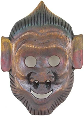 Wood Tribal Mask Sculpture - Stil african Tiki Mask Mask Decor de artă de perete - Accent peșteră cu barul sculptat manual