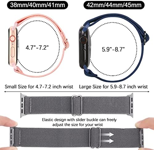 8 pachete de buclă solo întinsă pentru bărbați bărbați nylon benzi sportive compatibile cu benzile de ceasuri Apple Watch Înlocuire
