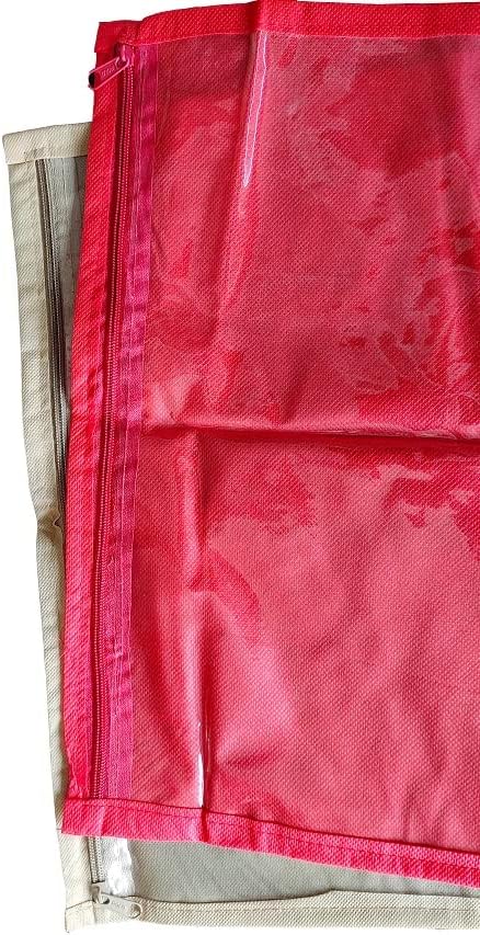 Devika Saree acoperă Set de 5 Pc transparente & amp; Respirabil Bandhani pânză Saree acoperă / saci Saree / saci de depozitare