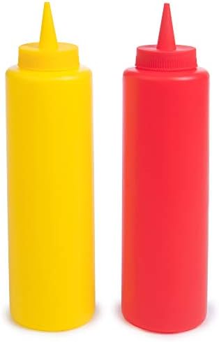 Ketchup și muștar stoarce sticla Combo Pack / 2-pack 16-oz Red & amp; Galben plastic Bucatarie Masa condiment Squirt Dozatoare