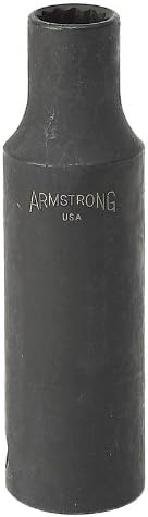 Armstrong 20-314 7/16-inch, 12 puncte, 1/2 inch Drive SAE priză de perete subțire profundă