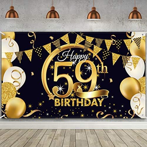 Decorare petrecere de ziua de naștere Poster cu semn de Aur Negru din țesătură foarte mare pentru Aniversare Photo Booth Background