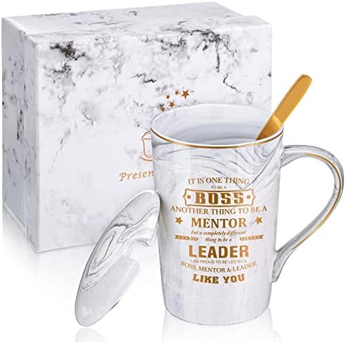 Mimorou Funny Boss Gifts Marble Ceramic coffee Mug with Inspirational Quotes 14 oz Cup Gift Box ziua de Crăciun Ziua de pensionare
