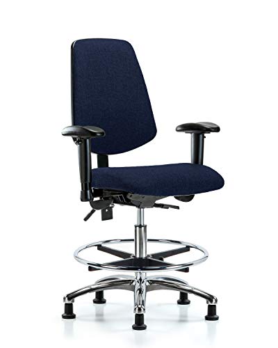 LabTech sitting LT42226 scaun mediu de bancă, țesătură, bază cromată cu spate Mediu / înclinare/brațe / inel picior, alunecări,