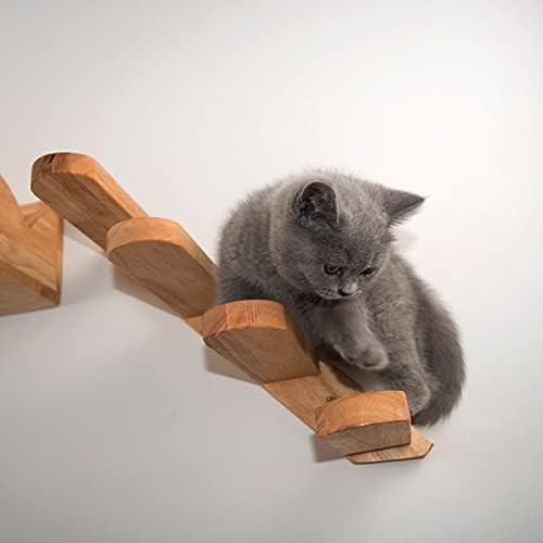 Lepsjgc Cat jucărie montat pe perete Cat alpinism scara lemn scari Jumping platforma alpinism Cadru Kitten Jumping Board Cat