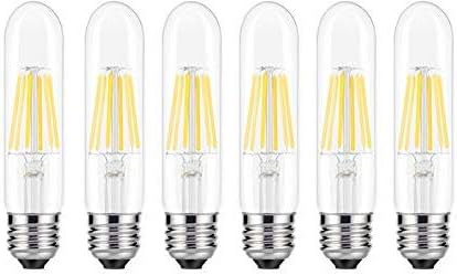 6PACK LED Filament bec Tubular bec T10 3w , E26 bază, clar alb cald 2700K, LED Edison bec 30w echivalent, 110-120VAC, Dimmable