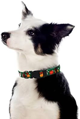 2 pachet guler de câine de Crăciun cu inel d-ring reglabil din nylon greoi X-MAS Gulere pentru animale de companie verzi și