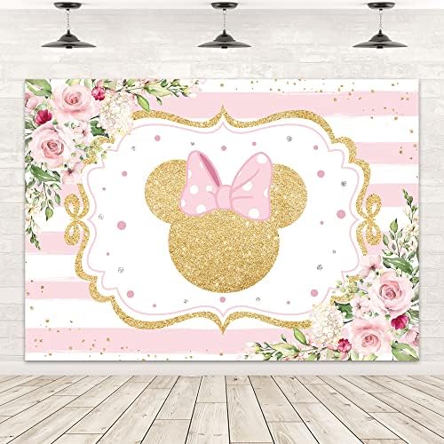 LIGHTINHOME aur Mouse-ul fundal 7wx5h picioare desene animate drăguț roz florale frunze Printesa fete Petrecere de Ziua Baby