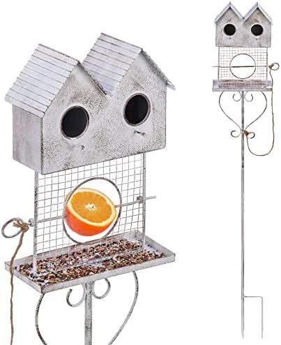 Bayn 47,5 ”păsări de alimentare pentru casă în aer liber, fructe metalice hrănitoare pentru păsări sălbatice cu o gaură cu