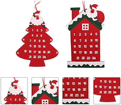 BESPORTBLE 2pcs Creative Crăciun stil Ornament Felt Crăciun Advent Calendar pandantiv