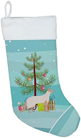 Comorile lui Caroline CK4591CS Colorpoint Longhair 2 pisică Crăciun fericit ciorap de Crăciun, șemineu agățat Ciorapi sezonul