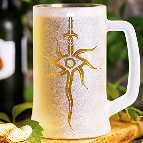 Inquisition Sandblasted Glass Beer Stein - Dragon Age Cadou pentru el - Cadouri Gamer - Gatic personalizat cu cană de bere