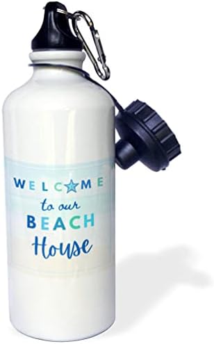 3Drose Welcome to Our Beach House Sign Turquoise Blue Sea Ocean Nisip. - Sticle de apa
