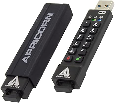 Apricorn 8 GB AEGIS Cheie securizată 3 NX 256 biți FIPS 140-2 Nivel 3 Validat securizat USB 3.0 Drive Flash, Negru și Apric