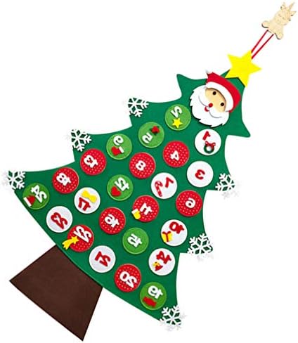 Besportble DIY Felt Crăciun Advent Calendar Moș Crăciun ornamente de pom de Crăciun DIY xmas Countdown decoratiuni pentru perete și ușă agățat cadou pentru copii