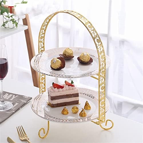 Wfjdc metal tort Stand dublu strat arc în formă de aur fructe desert Rack nunta Birthday Party Decor Cupcake Stand de aur