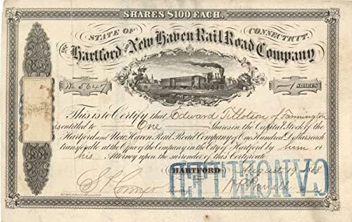 Hartford și New Haven Rail Road Co. - Certificat De Stoc