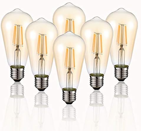 Bec LED Hession Vintage Edison, 6 pachete St58 E26 bază echivalent 40 wați, alb cald 2200K-2700K, lumină stil Vintage antic,