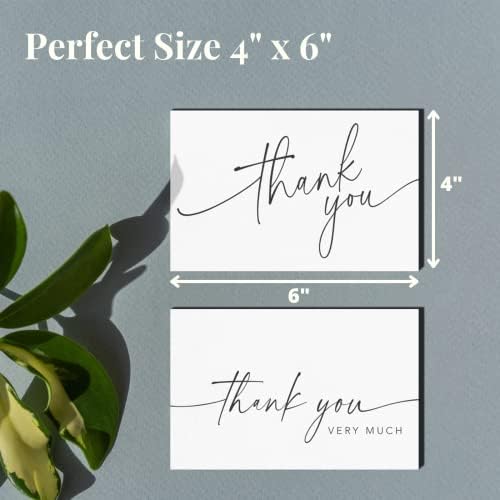 Carduri de mulțumire cu plicuri Kraft și autocolante potrivite, pachet în vrac de 100, Design minimalist de 4x6 Inch | potrivit