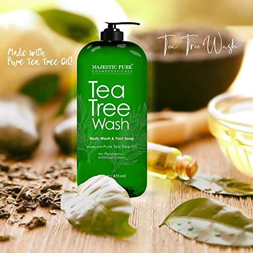 MAJESTIC PURE Tea Tree Body Wash și pachet de mască de față reutilizabil