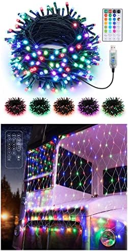 BrizLabs 33ft 100 LED -uri Schimbare de Crăciun Lumini de Crăciun + 11,8ft x 4.9ft 360 LED -uri LED -uri de Crăciun multicolor,
