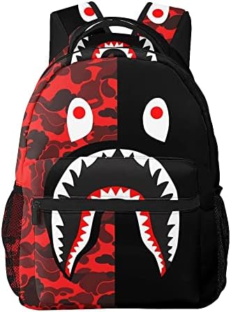 Ujxoihl Shark Camo Red Camo Rucsaci De Călătorie Laptop Daypack Ghiozdane Pentru Adolescenți Bărbați Femei