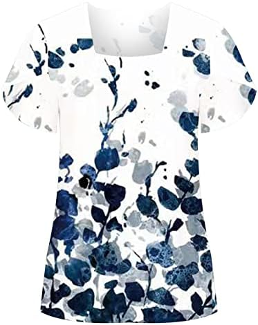 Tricou cu mâneci petale pentru femei gât pătrat tunică cu imprimeu Floral Topuri cămăși elegante de vară 2023 Bluze Casual