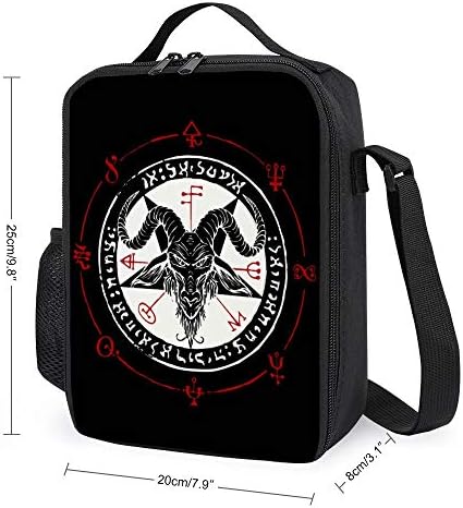 Demon Baphomet Satanic cap de capră izolat în aer liber durabil Lunchbox Cooler Bag reutilizabil Picnic Shoulde Bag Tote pentru