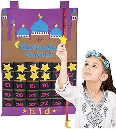 Calendarul Ramadan Eid Mubarak agățat calendarul numărătoarea inversă, Calendarul Advent 2023 Tracker data Eid cadou Ramadan